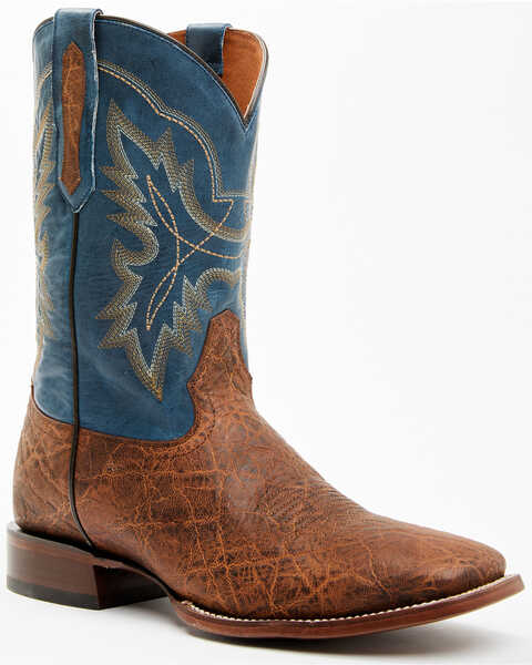 Image #1 - Cody James Men's Blue Elephant Print Western Boots - Broad Square Toe, Brown, hi-res