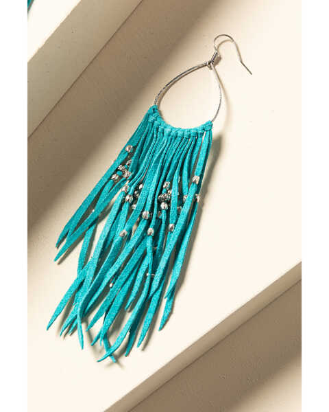 Image #2 - Idyllwind Women's Turquoise and Drop Fringe Earrings, Turquoise, hi-res