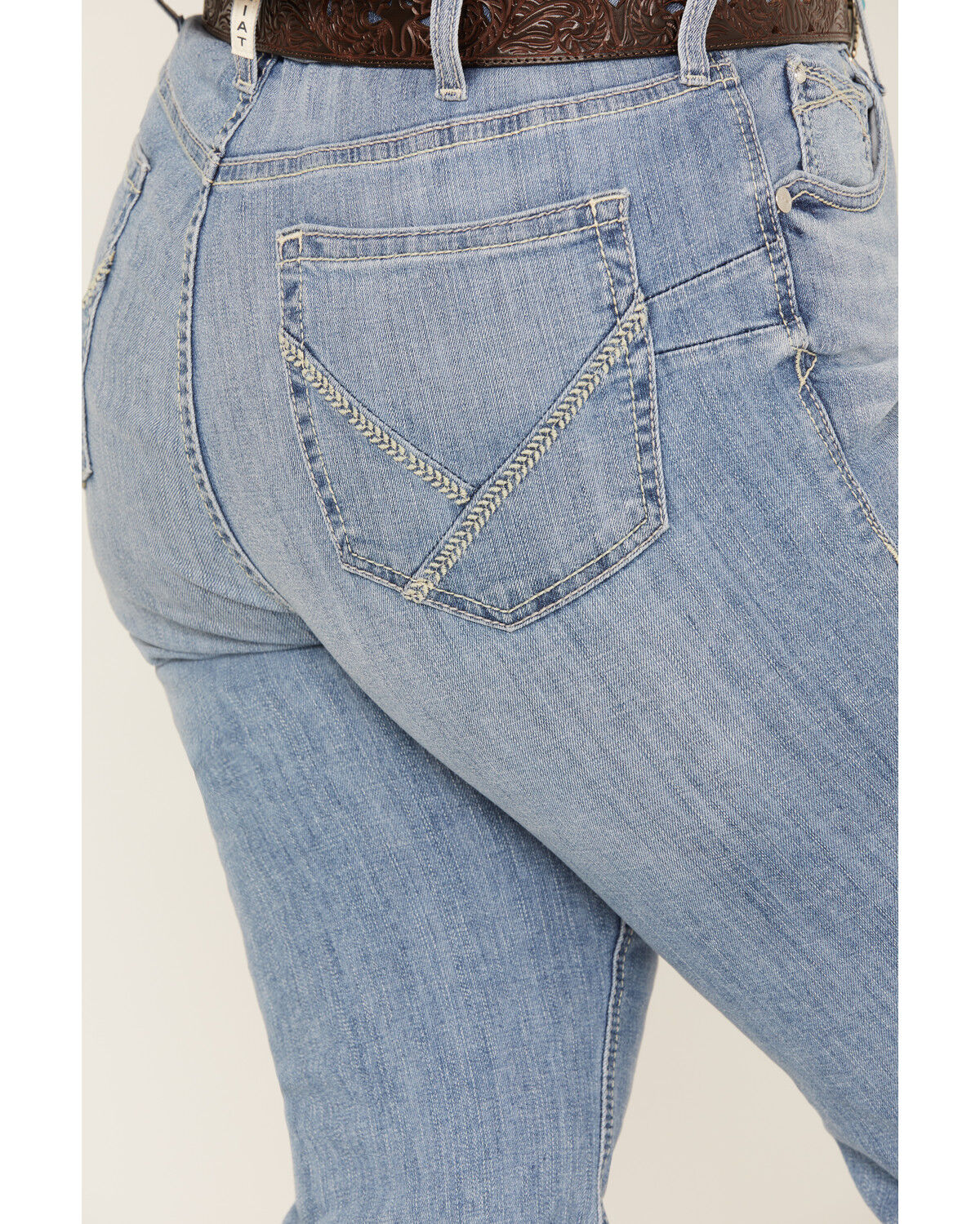 Image #4 - Ariat Women's Light Wash Mid Rise Regina Flare Jeans - Plus, Blue, hi-res