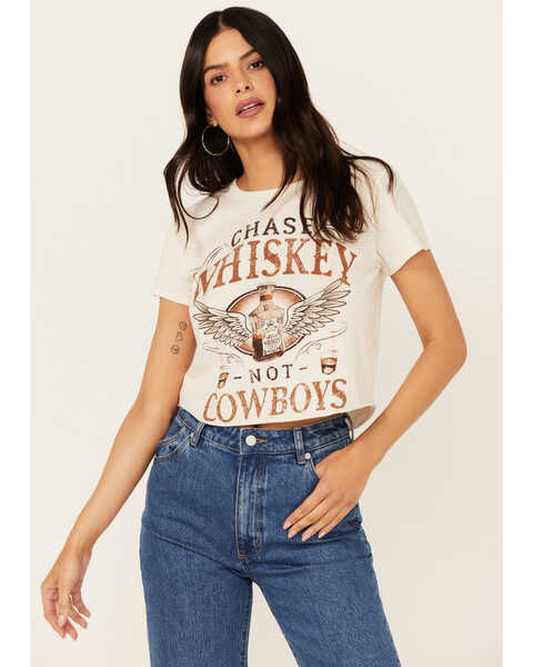 Image #1 - Shyanne Women's Chase Whiskey Not Cowboys Short Sleeve Graphic Tee , Cream, hi-res