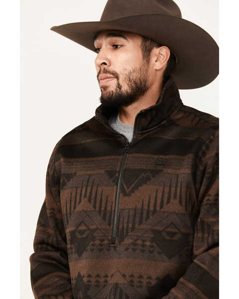 Image #2 - Cinch Men's Southwestern 1/2 Zip Pullover , Dark Brown, hi-res