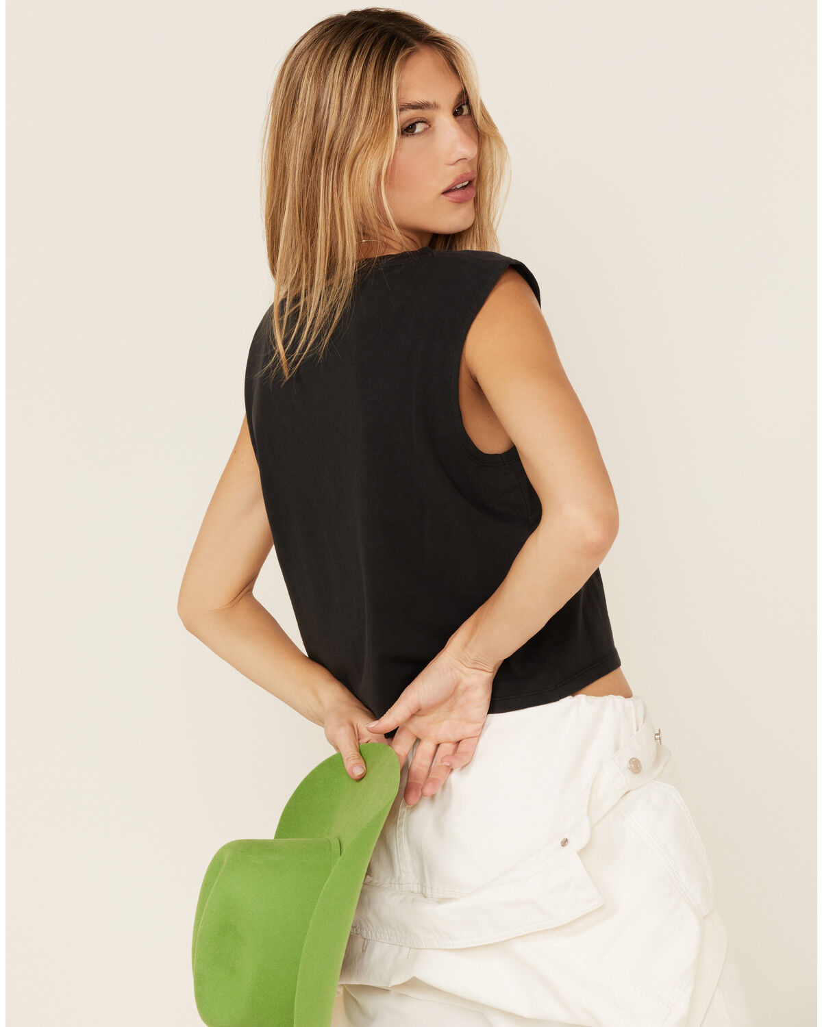 Image #4 - Wrangler X Fender Women's Album Cover Graphic Cropped Tank Top, Black, hi-res