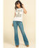 Kimes Ranch Women's Light Wash Mid Rise Lola Soho Fade Trouser, Blue, hi-res