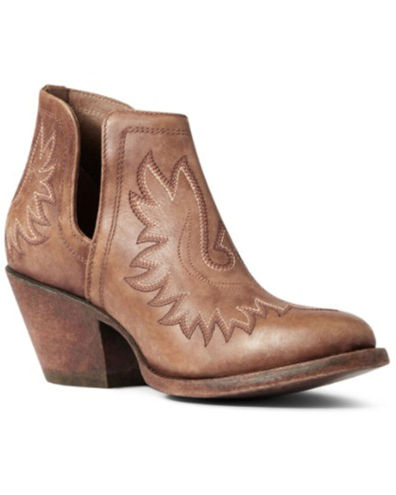 Ariat Women's Naturally Distressed Brown Dixon Western Fashion Bootie - Round Toe , Brown, hi-res