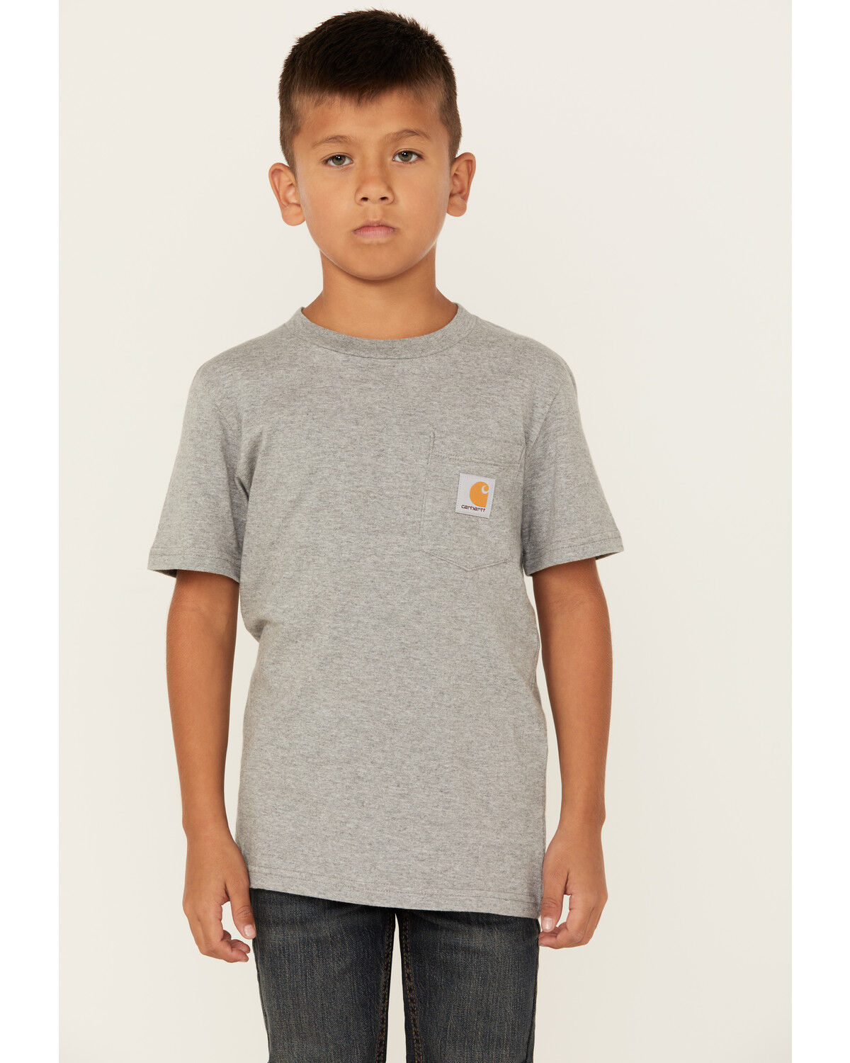Image #2 - Carhartt Boys' Logo Pocket Short Sleeve T-Shirt, Charcoal, hi-res
