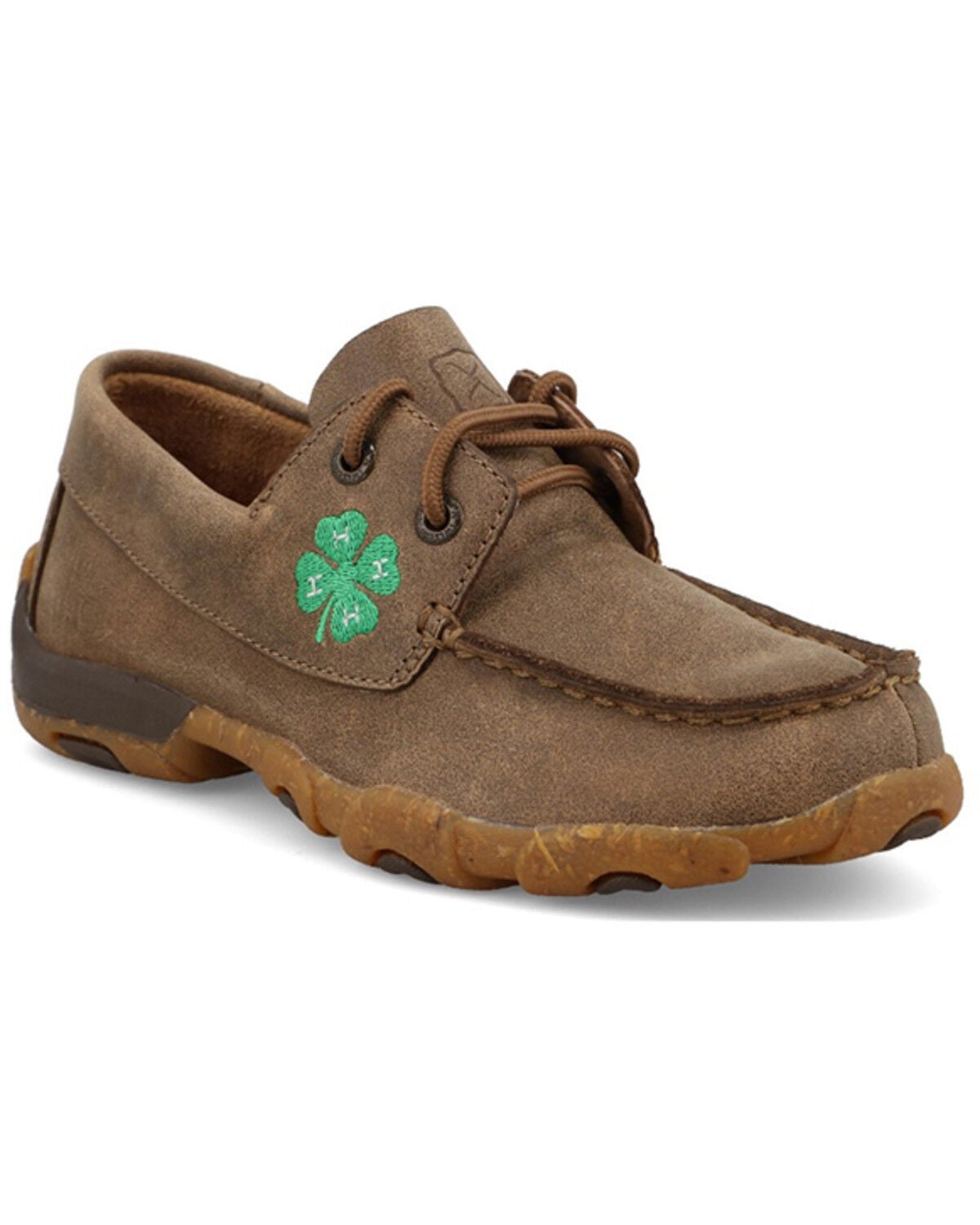 Twisted X Boys' Driving Moc Boat Shoe Driving Mocs, Brown, hi-res