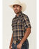 Image #2 - Cody James Men's Rustic Rodeo Plaid Print Short Sleeve Snap Western Shirt - Tall, Navy, hi-res