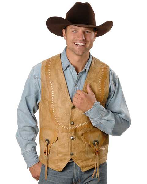 Image #1 - Kobler Raw Edge Leather Vest, Natural, hi-res