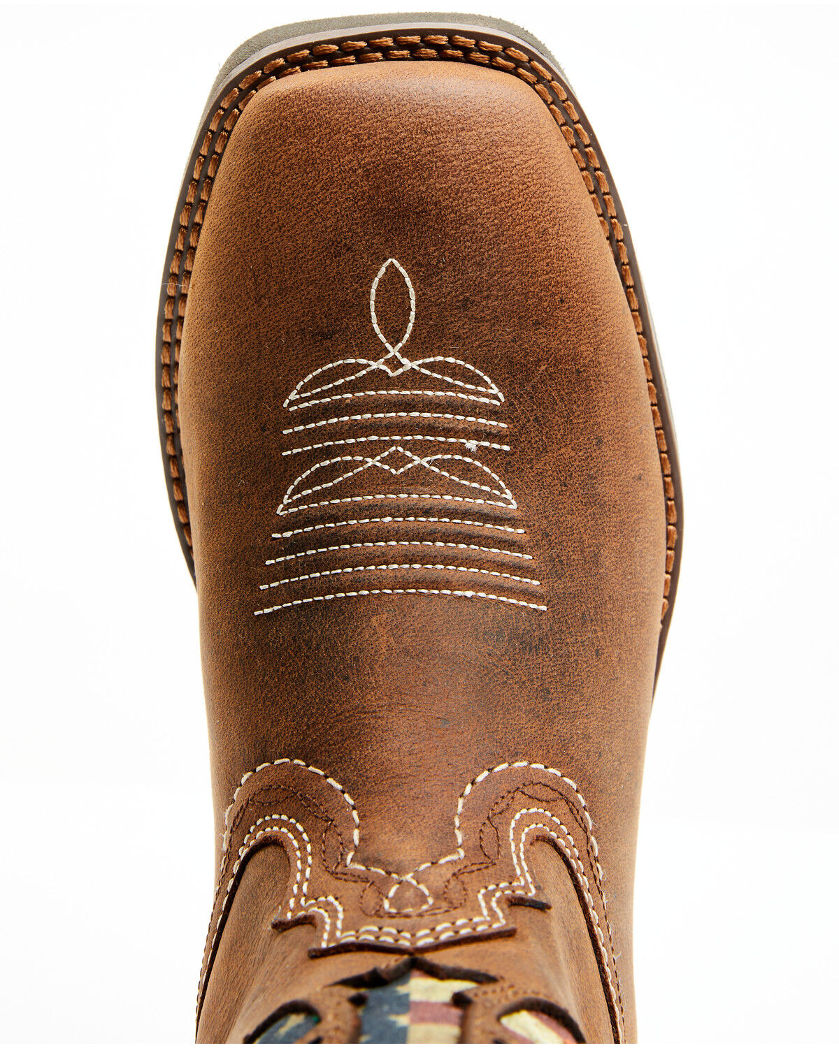 Image #6 - RANK 45® Women's Inspired Stars and Stripes Inlay Shaft Performance Leather Western Boots - Broad Square Toe, Brown, hi-res