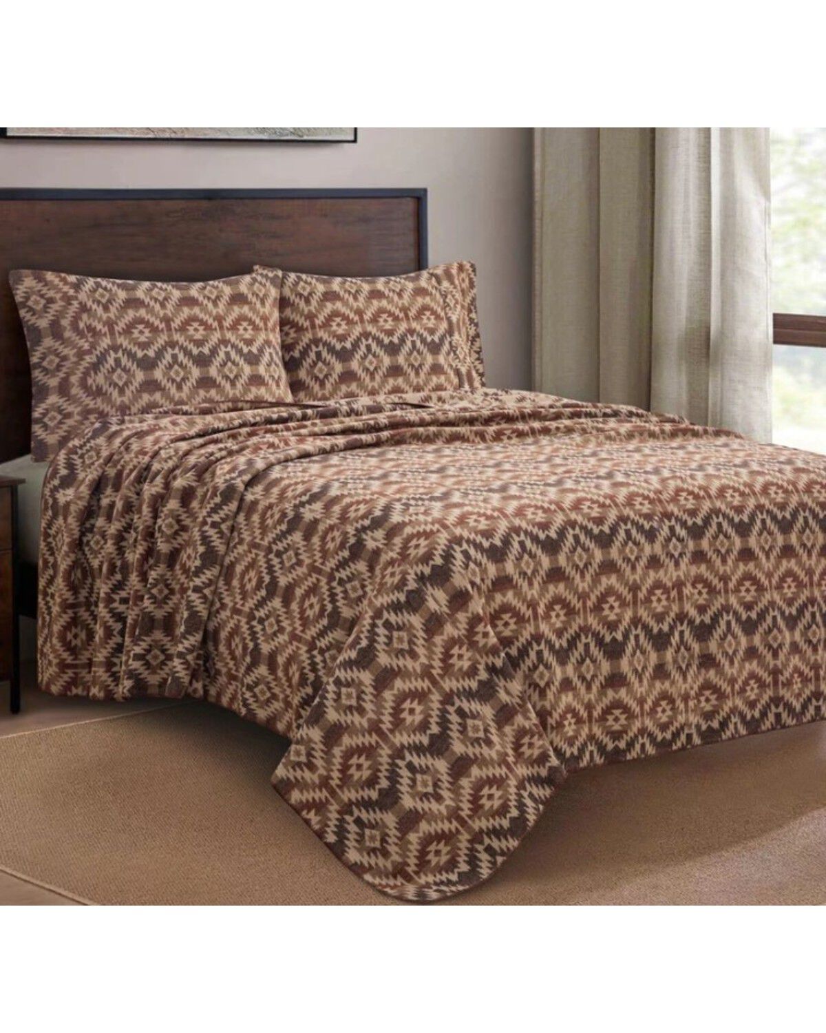 HiEnd Accents Mesa Wool Blend Full/Queen Size Blanket Set - 3 Piece, Multi, hi-res