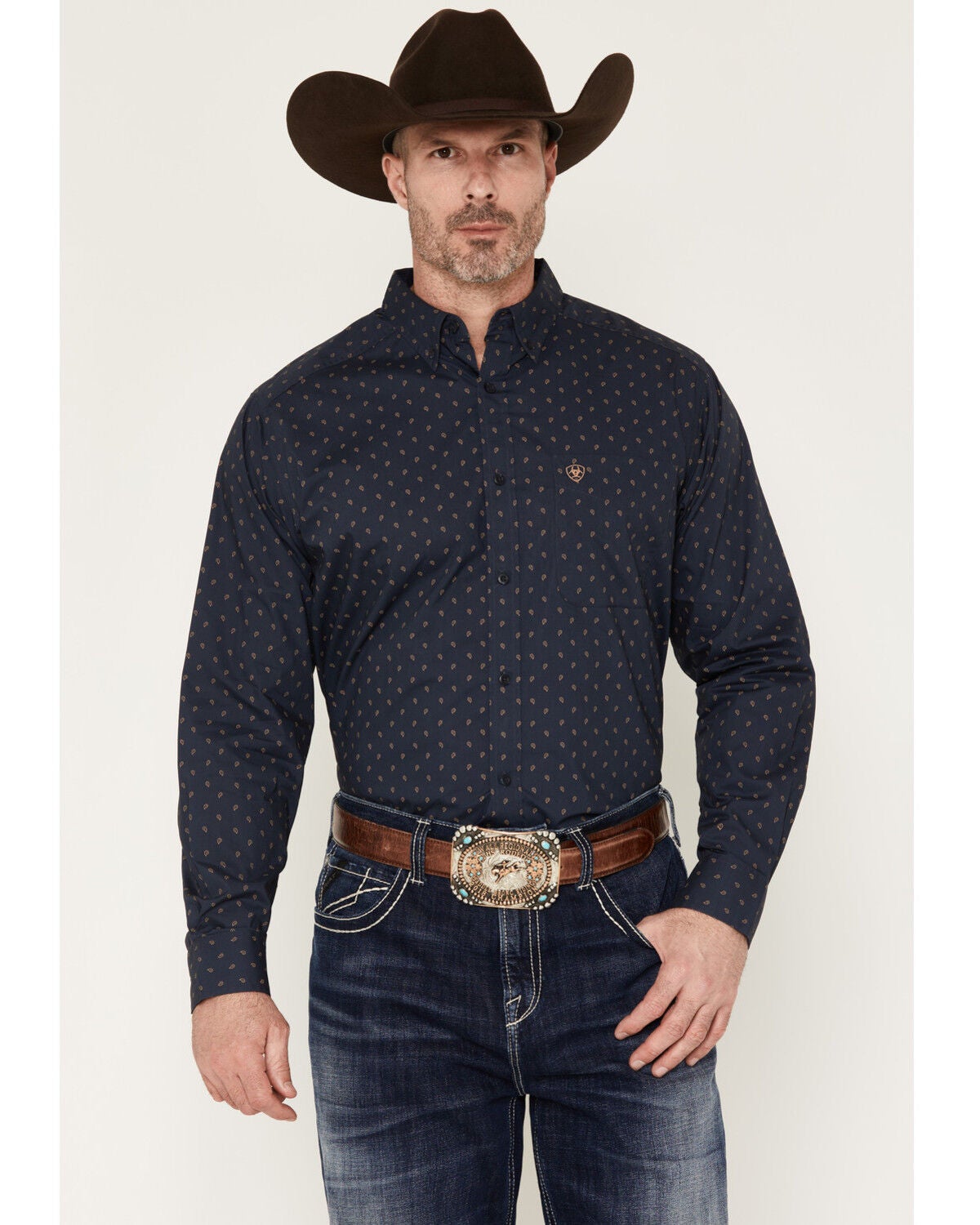 Ariat Men's Canyon Paisley Print Long Sleeve Button-Down Western Shirt - Tall, Blue, hi-res