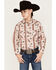Rock & Roll Denim Boys' Southwestern Stripe Print Long Sleeve Stretch Western Snap Shirt, Natural, hi-res