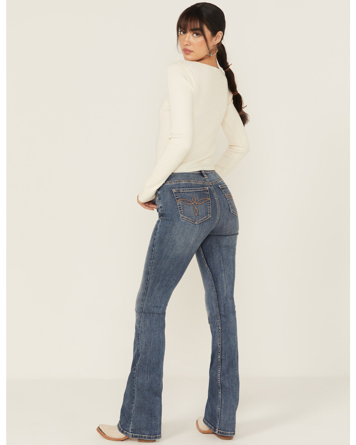 Image #3 - Shyanne Women's Celeste Medium Wash High Rise Bootcut Stretch Denim Jeans, Medium Wash, hi-res
