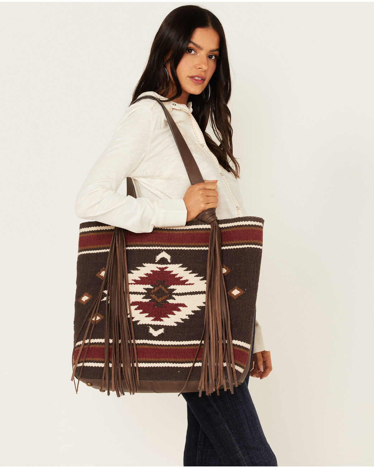 Image #1 - Idyllwind Women's Brown Antioch Pike Fringe Tote, Brown, hi-res