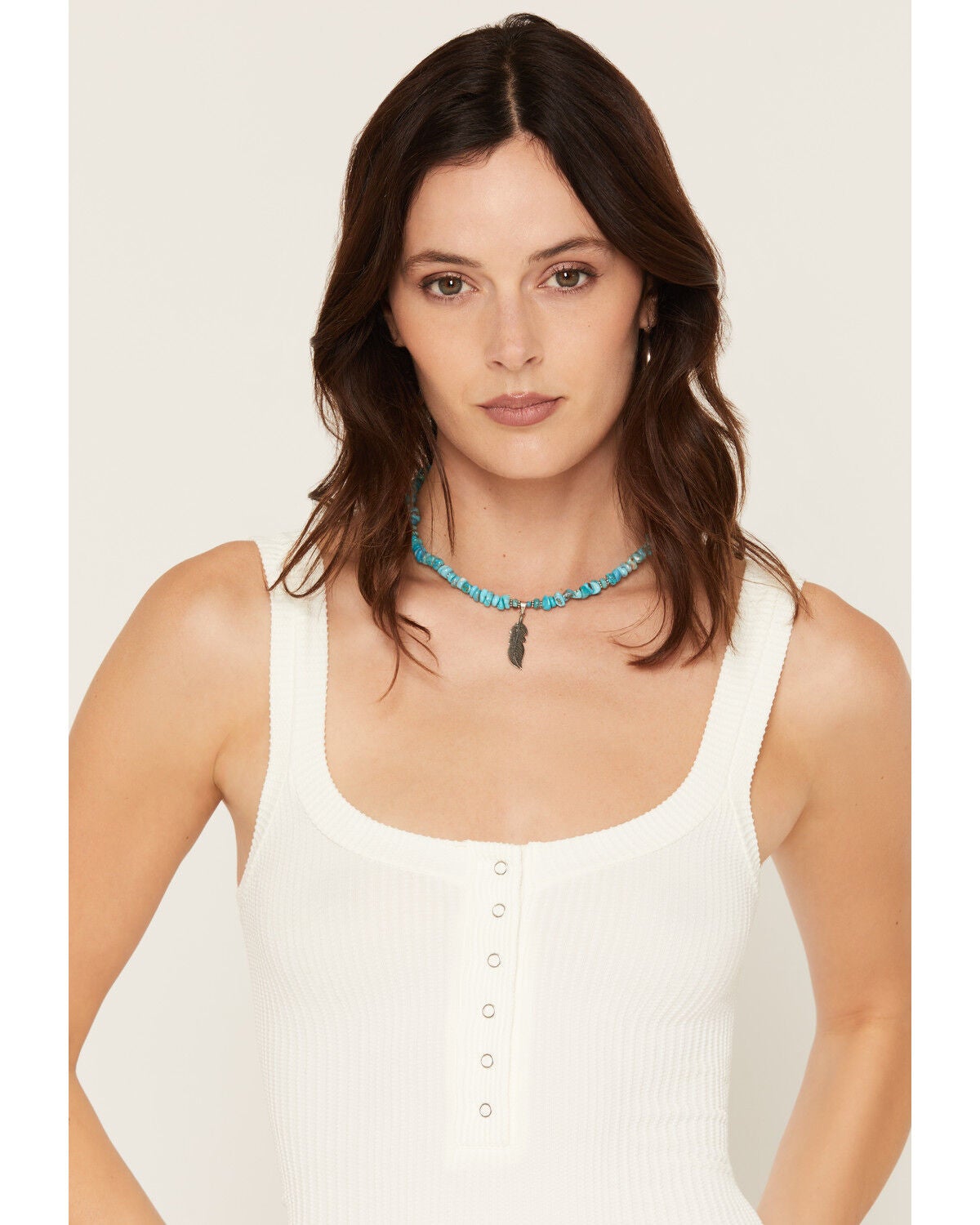 Paige Wallace Women's Feather Charm Necklace, Turquoise, hi-res