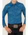 Image #3 - Wrangler Boys' Floral Print Long Sleeve Snap Stretch Western Shirt , Blue, hi-res
