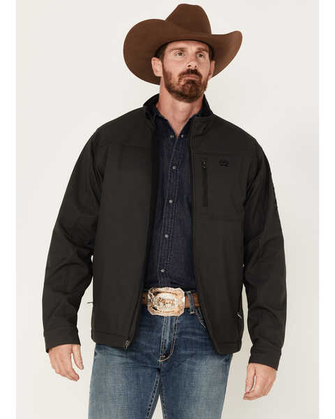 Cinch Men's Solid Textured Concealed Carry Zip-Front Softshell Jacket , Dark Brown, hi-res