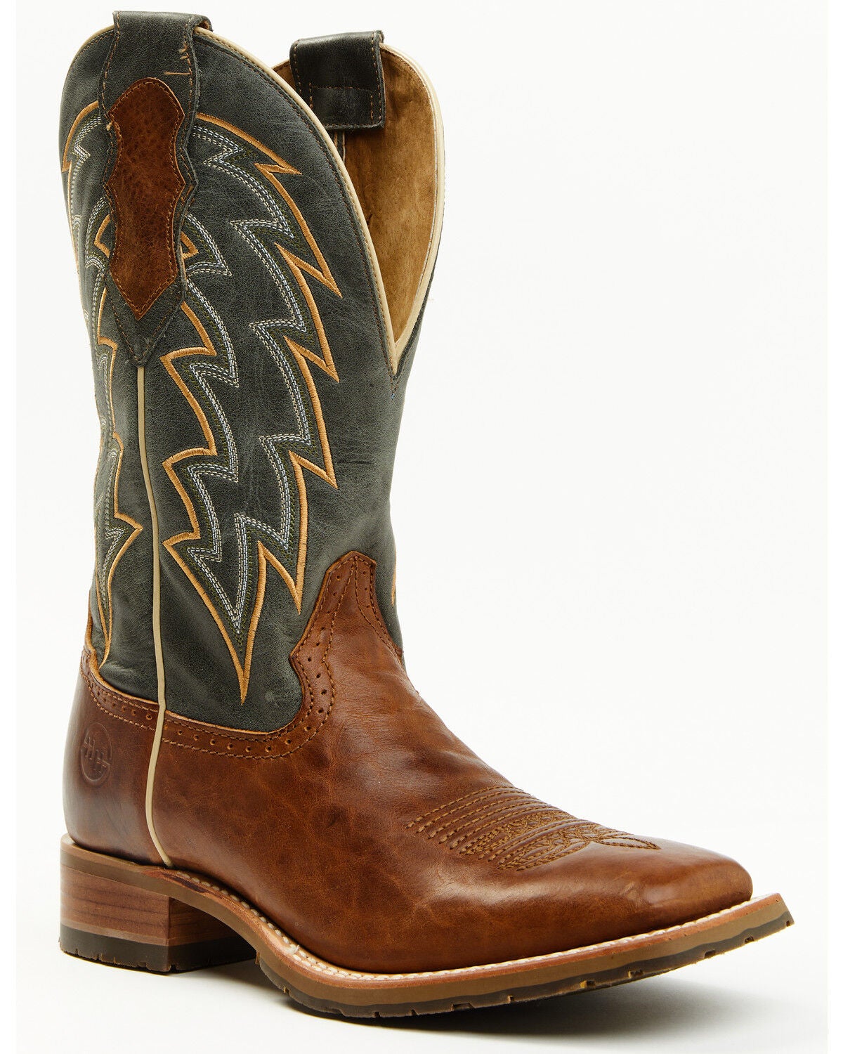 Double H Men's Leland Performance Western Boots - Broad Square Toe, Steel Blue, hi-res