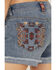 Image #4 - Shyanne Women's Medium Wash Novelty Embroidery Mid Rise Stretch Denim Shorts, Medium Wash, hi-res