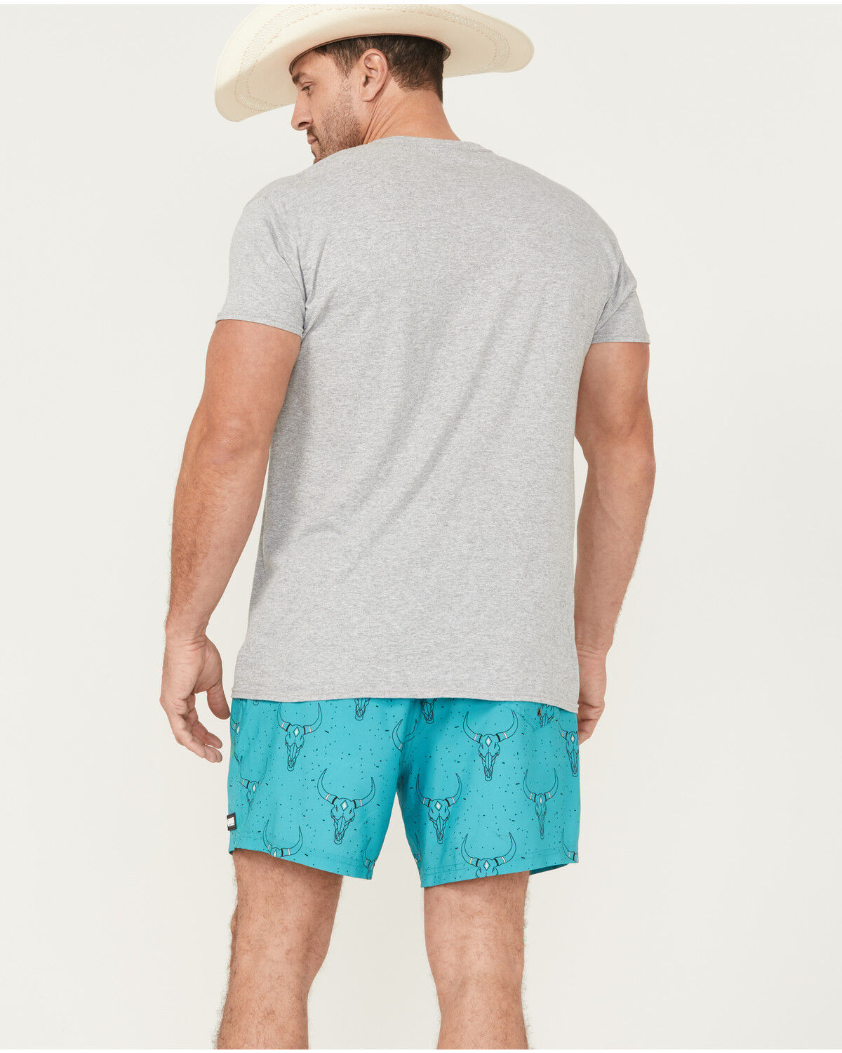 Image #3 - Rock & Roll Denim Men's Caribbean Long Horn Stretch Volley Shorts, Turquoise, hi-res
