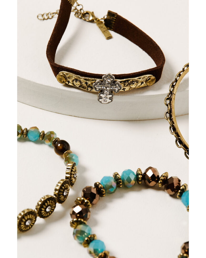 Shyanne Women's Golden Dreamcatcher Mixed Bracelet Set, Gold, hi-res
