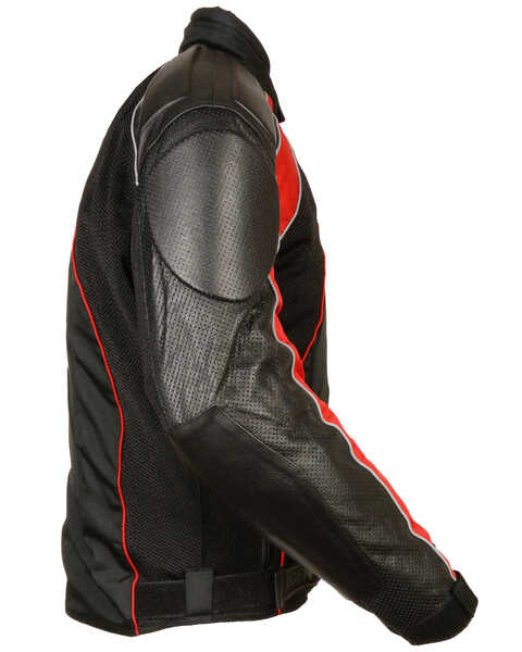 Image #2 - Milwaukee Leather Men's Combo Leather Textile Mesh Racer Jacket - 4X, Black/red, hi-res