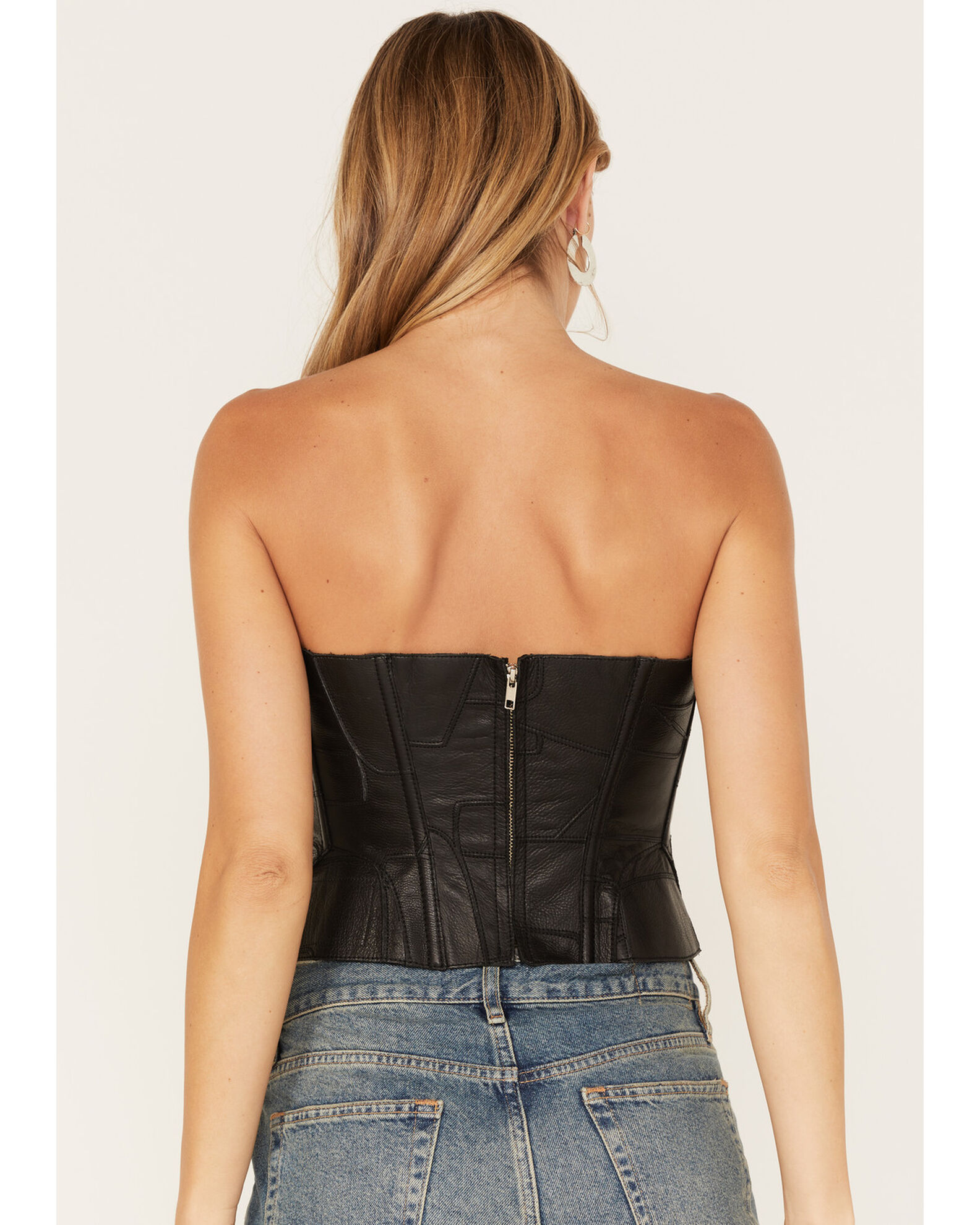 Image #5 - Understated Leather Women's Vixen Boned Leather Patched Corset, Black, hi-res