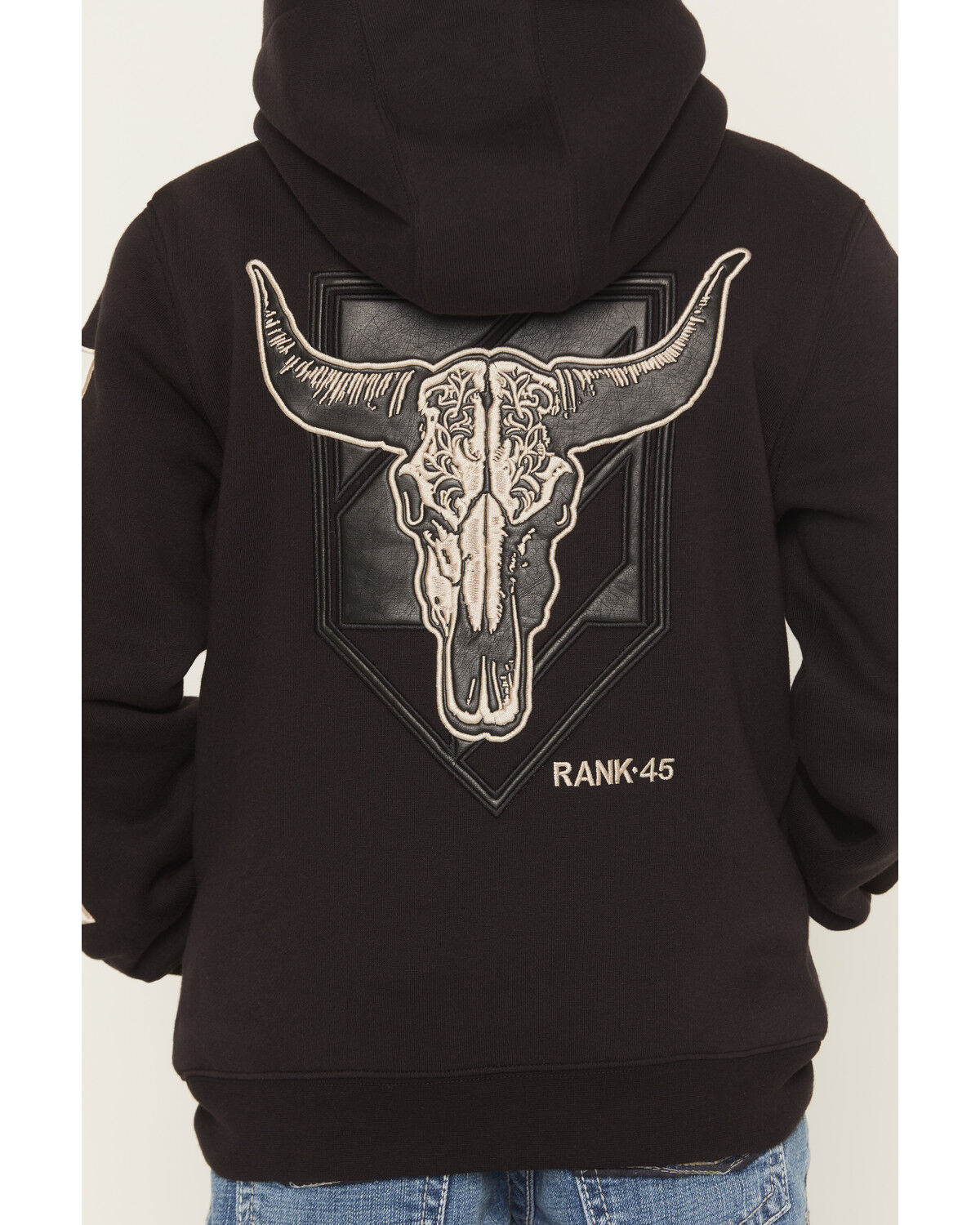 Image #4 - RANK 45® Boys' Solid Flank Hooded Sweatshirt, Black, hi-res