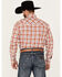 Image #4 - Wrangler Retro Men's Plaid Print Long Sleeve Snap Western Shirt, Orange, hi-res