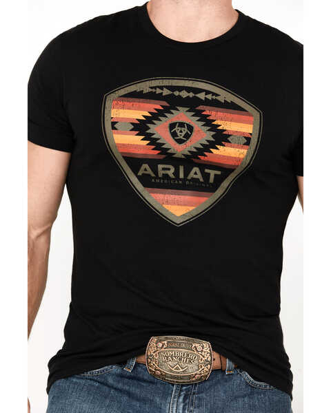 Image #3 - Ariat Men's Boot Barn Exclusive Southwestern SMU Short Sleeve Graphic T-Shirt, Black, hi-res