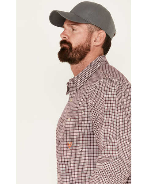 Image #2 - Hawx Men's FR Lightweight Printed Long Sleeve Button-Down Stretch Work Shirt , Red, hi-res
