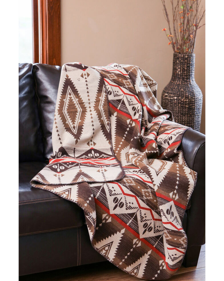 Carstens Home Pecos Trails Southwestern Aztec Throw Blanket, Brown, hi-res