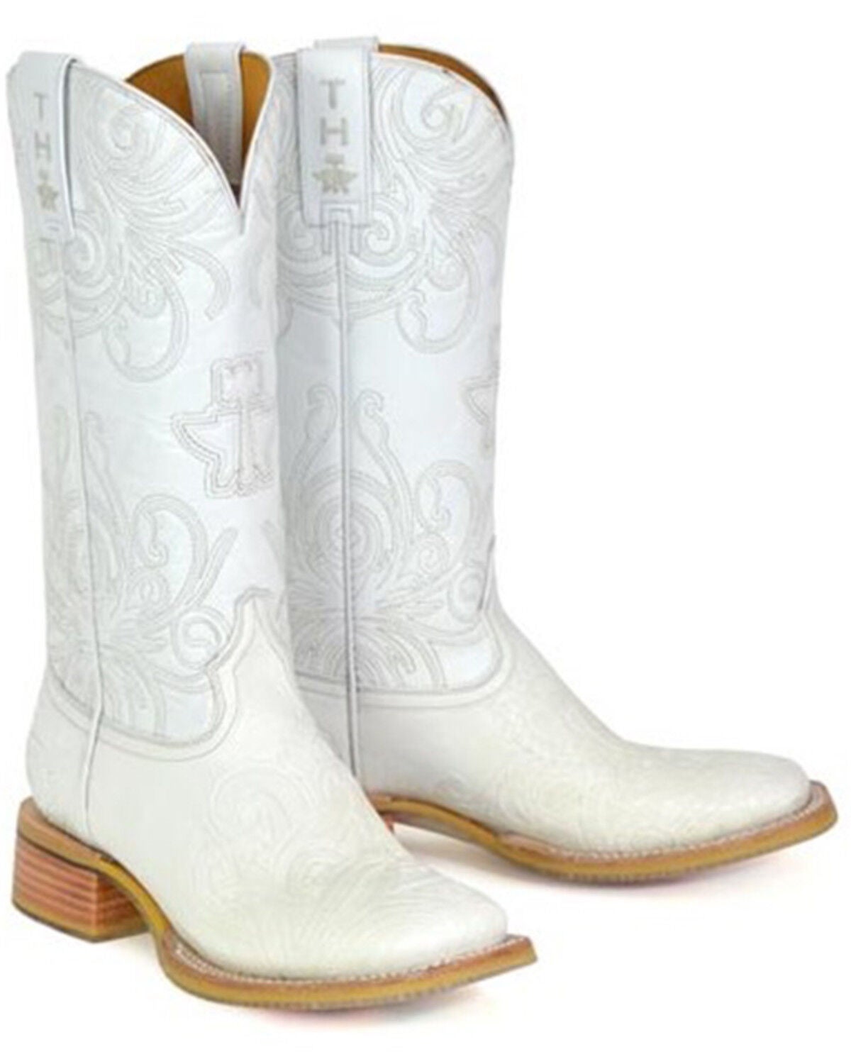 Tin Haul Women's White Wedding Western Boots - Broad Square Toe, White, hi-res