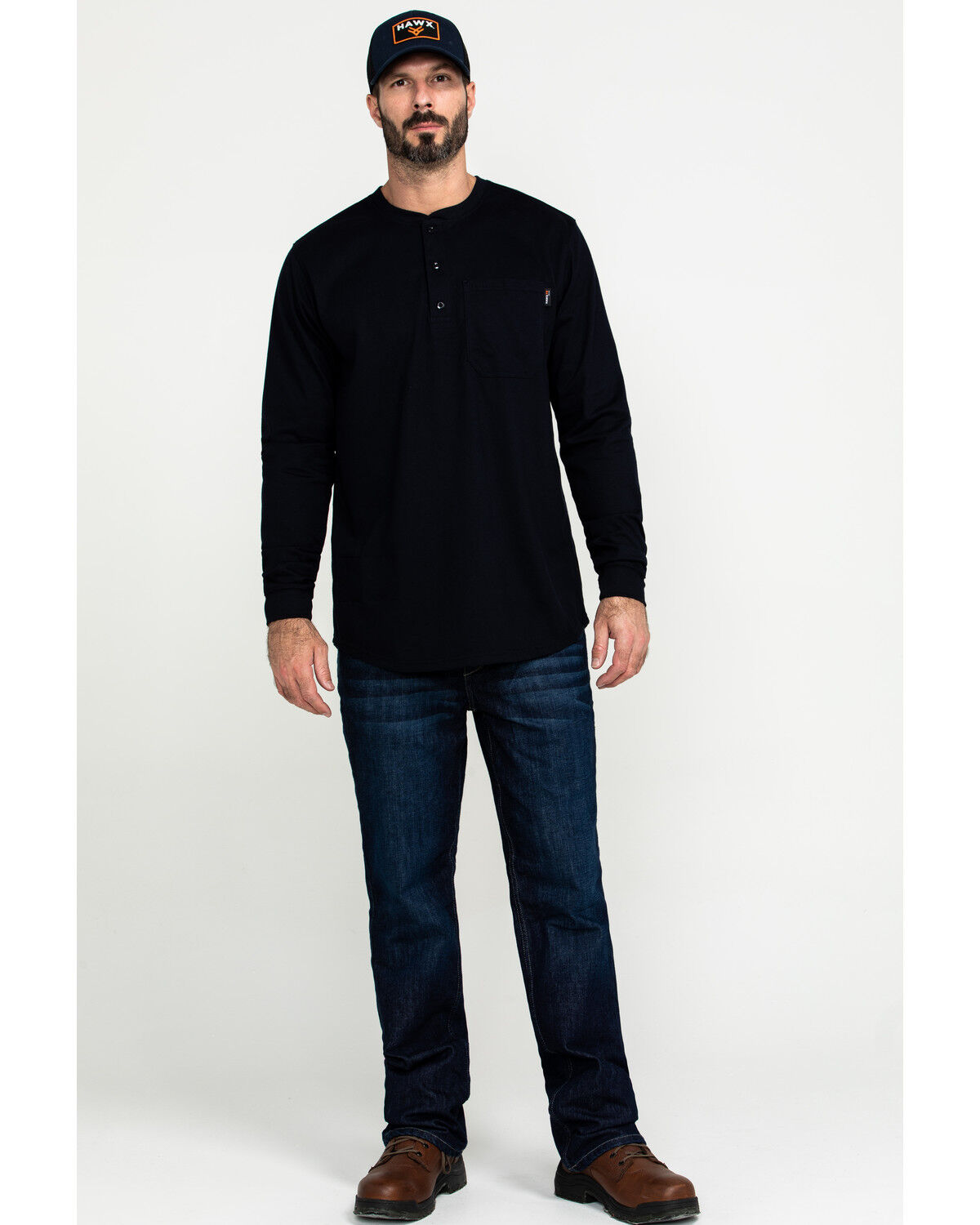 Image #6 - Hawx Men's FR Pocket Henley Long Sleeve Work Shirt - Tall, Navy, hi-res