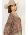 Image #2 - Angie Women's Long Sleeve Macrame Insert Floral Border Print Top, Rust Copper, hi-res