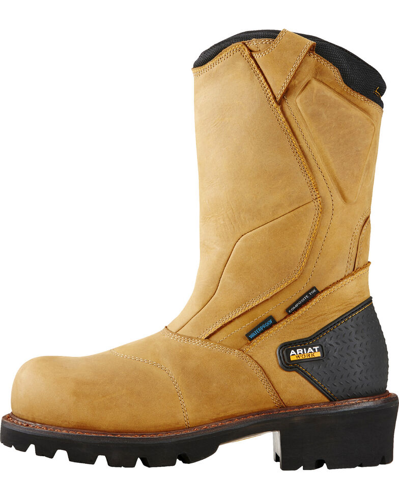 Ariat Men S Aged Bark Powerline H20 Pull On Work Boots Composite Toe Sheplers