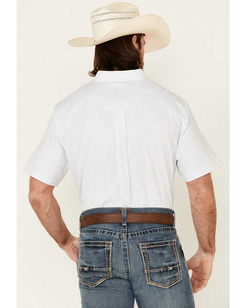 Image #4 - Cody James Core Men's Wichita Small Plaid Short Sleeve Button Down Western Shirt - Tall , Light Blue, hi-res