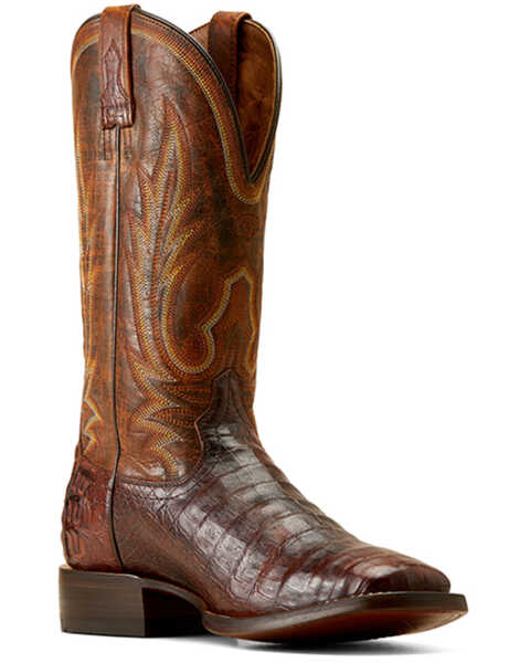 Image #1 - Ariat Men's Gunslinger Exotic Caiman Belly Western Boots - Square Toe , Brown, hi-res
