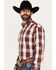 Image #2 - Stetson Men's Dobby Plaid Long Sleeve Button Down Western Shirt, Wine, hi-res