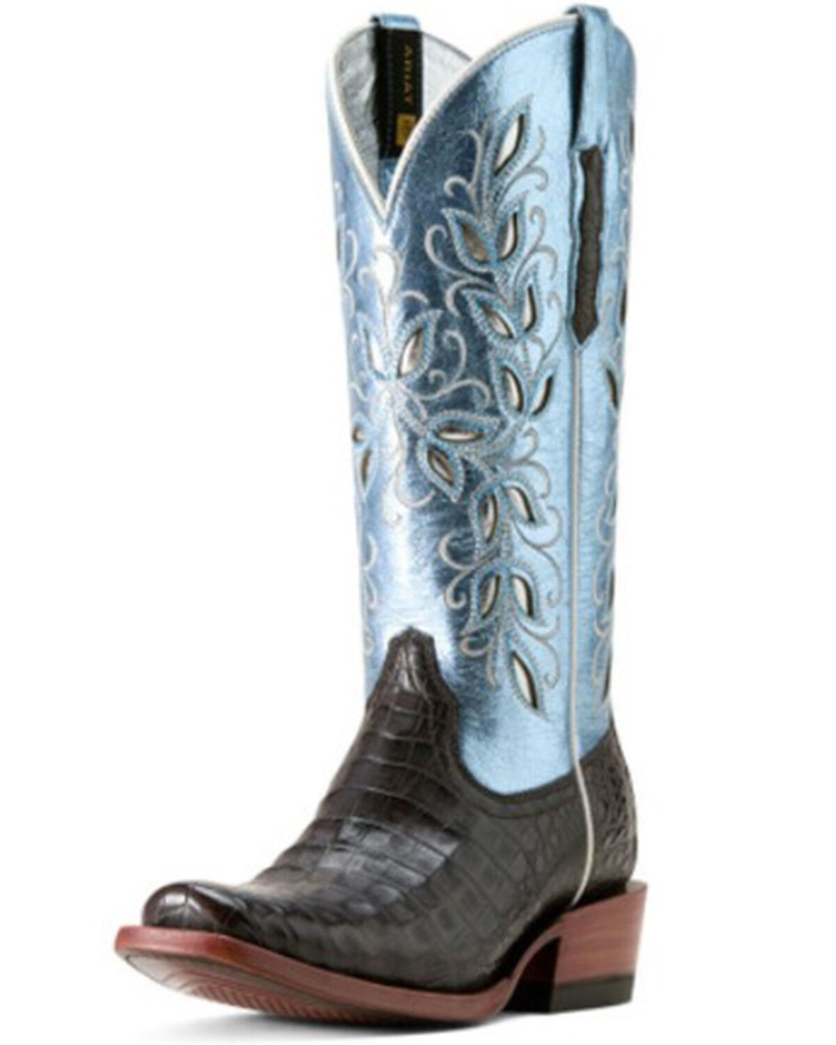 Image #4 - Ariat Women's Futurity Silk Exotic Caiman Western Boots - Square Toe, Blue, hi-res