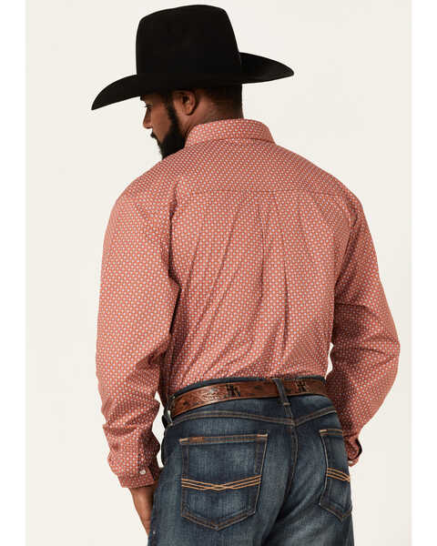 Image #4 - RANK 45® Men's Mash Up Floral Geo Print Long Sleeve Button-Down Western Shirt , Medium Red, hi-res