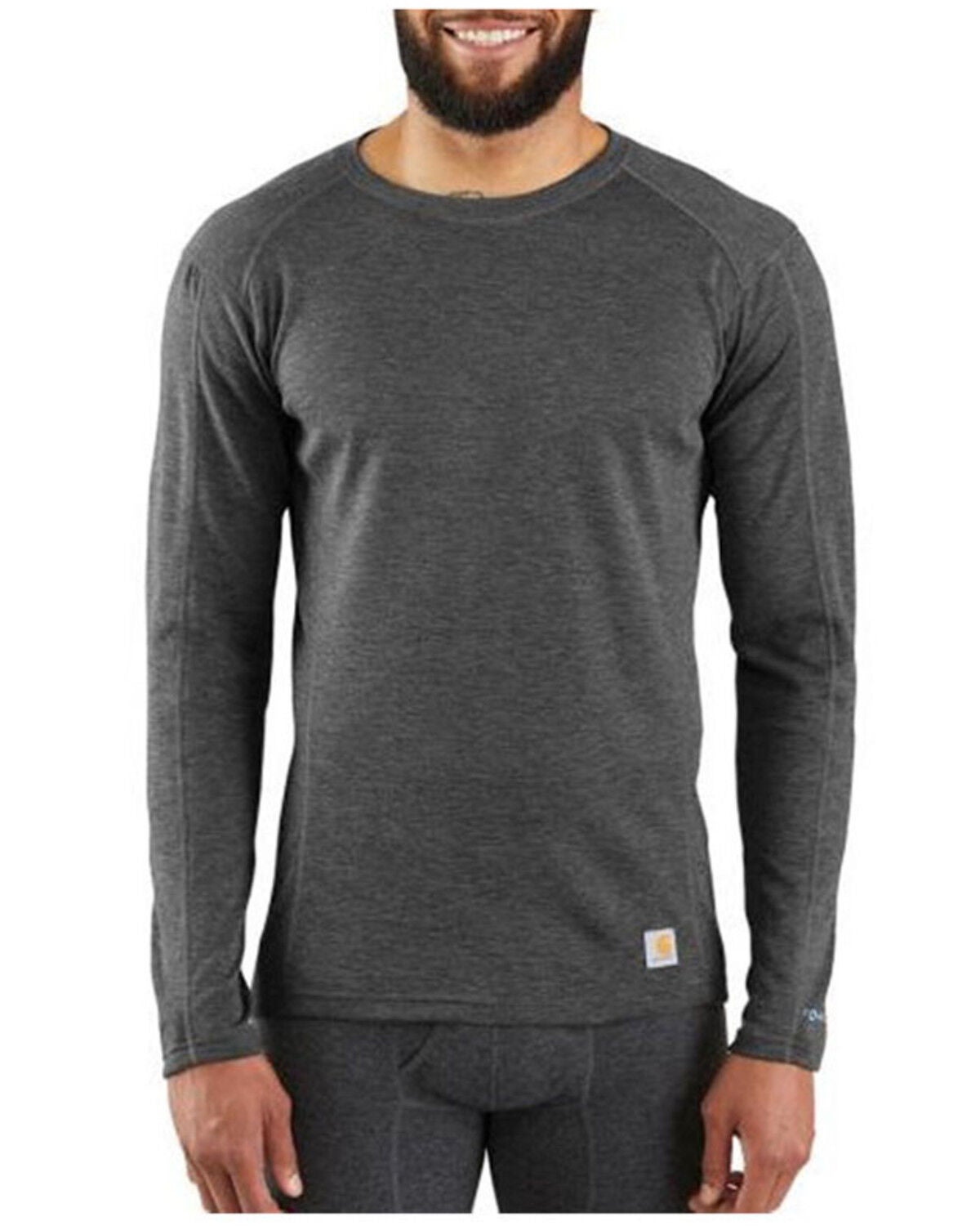 Carhartt Men's Force Heavyweight Tech Crew Long Sleeve Work Shirt, Black, hi-res