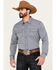 Image #1 - Cody James Men's Trainer Plaid Print Long Sleeve Snap Western Shirt - Tall, Navy, hi-res