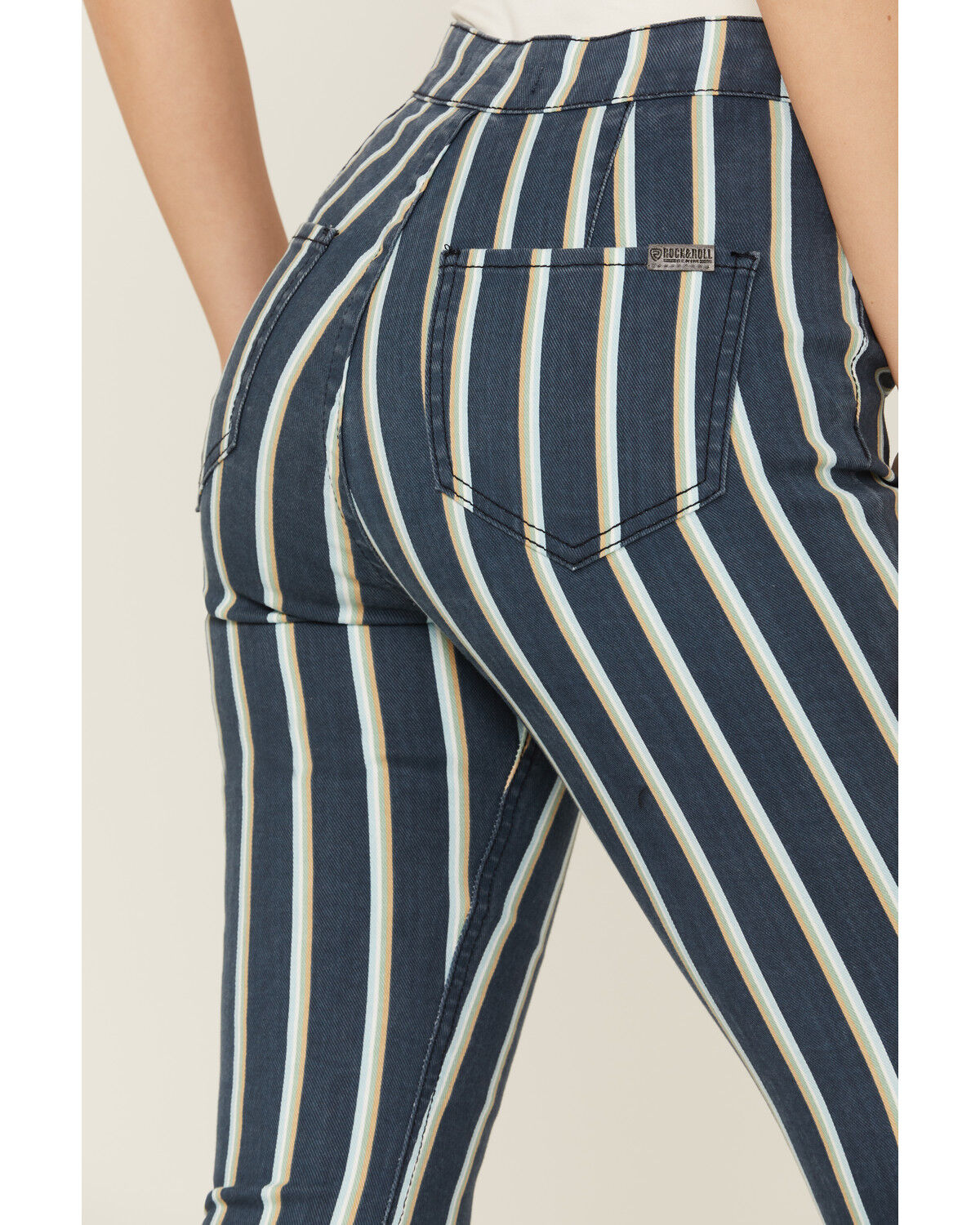 Image #4 - Rock & Roll Denim Women's Bargain Bell Stripe Flare Jeans, , hi-res