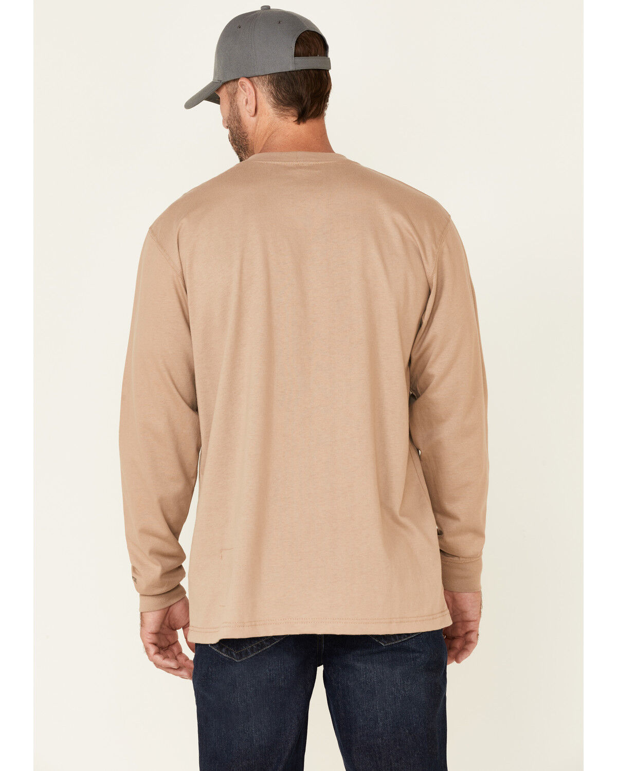 Image #4 - Carhartt Men's Flame Resistant Force Long Sleeve Work T-Shirt - Tall, Beige/khaki, hi-res