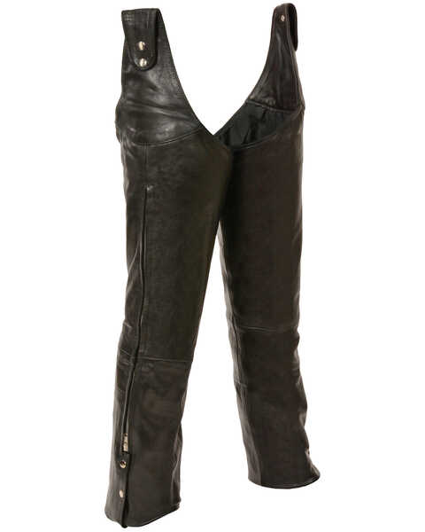 Milwaukee Leather Men's Adjustable Side Snap Beltless Chaps - 3X, Black, hi-res