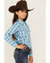 Image #2 - Ariat Girls' Real Plaid Print Long Sleeve Snap Western Shirt, Blue, hi-res