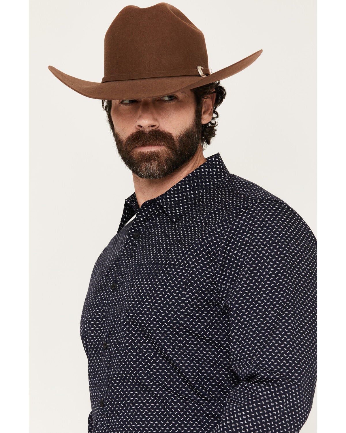 Image #2 - Gibson Trading Co Men's Playin' It Safe Geo Print Long Sleeve Button-Down Long Sleeve Western Shirt, Navy, hi-res