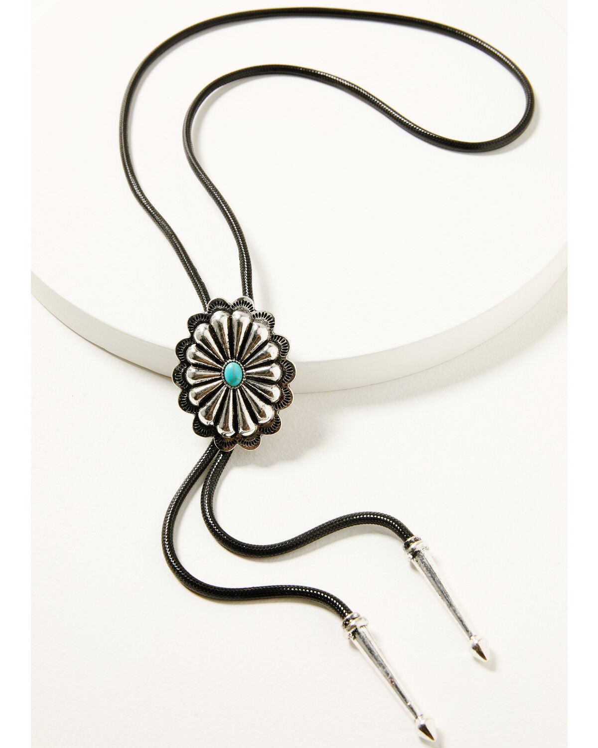 Shyanne Women's Concho Bolo Tie, Silver, hi-res