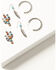 Image #5 - Shyanne Women's Cactus Feather Hoop Earring Set - 3 Piece, Silver, hi-res